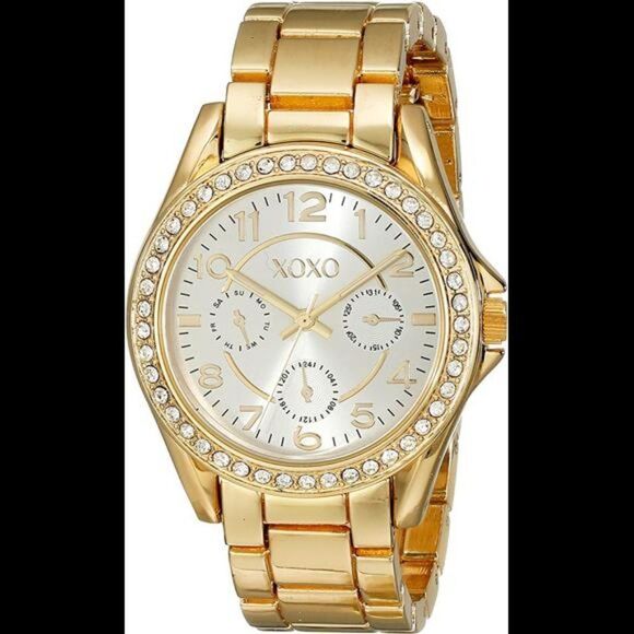 XOXO Rhinestone Gold-Tone Watch - Picture 1 of 4